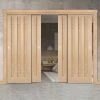 Pass-Easi Four Sliding Doors And Frame Kit - Idaho 3 Panel Oak Door - Prefinished