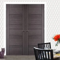 Vancouver Ash Grey Internal Door Pair - Prefinished