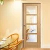 Internal Door And Frame Kit - Vancouver Oak 4 Pane Internal Door - Clear Glass - Prefinished