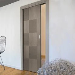 Apollo Chocolate Grey Flush Internal Pocket Door - 30 Minute Fire Rated - Prefinished