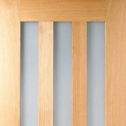 Single Sliding Door & Stainless Steel Barn Track - Utah 3 Pane Oak Door - Frosted Glass - Unfinished -LPD Door internal oak folding door oak utah291
