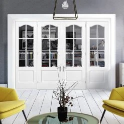 ThruEasi Room Divider - Kent 6 Pane Bevelled Clear Glass White Primed Double Doors With Double Sides