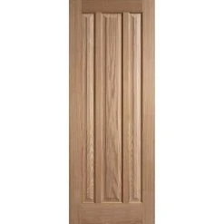 Double Sliding Door & Wagon Wheel Black Track - Kilburn 3 Panel Oak Doors - Unfinished -LPD Door kilburn oak door 3 panel lpd main12