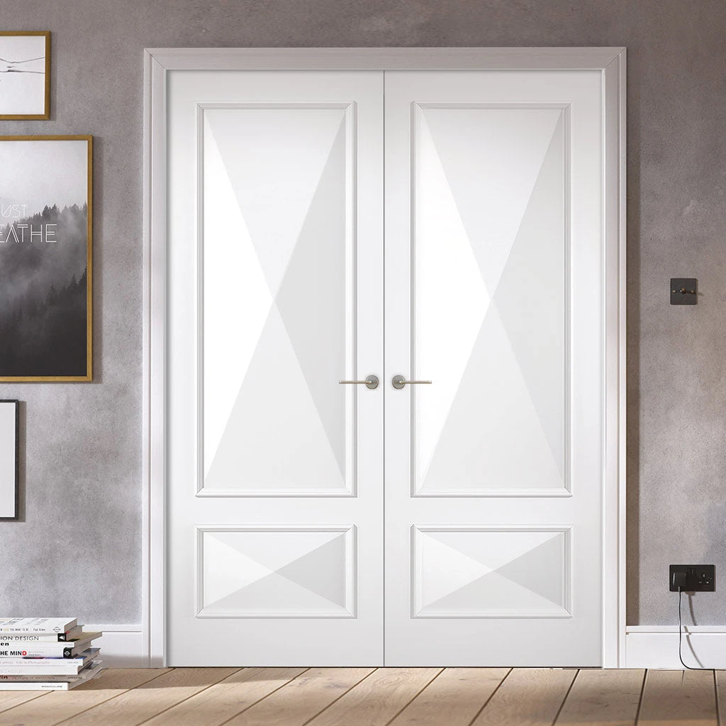 Knightsbridge 2 Panel Internal Door Pair - Raised Mouldings - White Primed 1 Knightsbridge 2 Panel Internal Door Pair - Raised Mouldings - White Primed