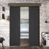 Laminate Montreal Black Double Evokit Pocket Doors - Prefinished