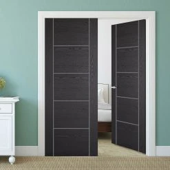 Laminate Vancouver Black Internal Door Pair - Prefinished