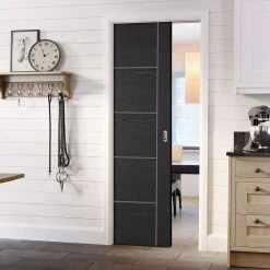 Laminate Vancouver Black Single Evokit Pocket Door - Prefinished