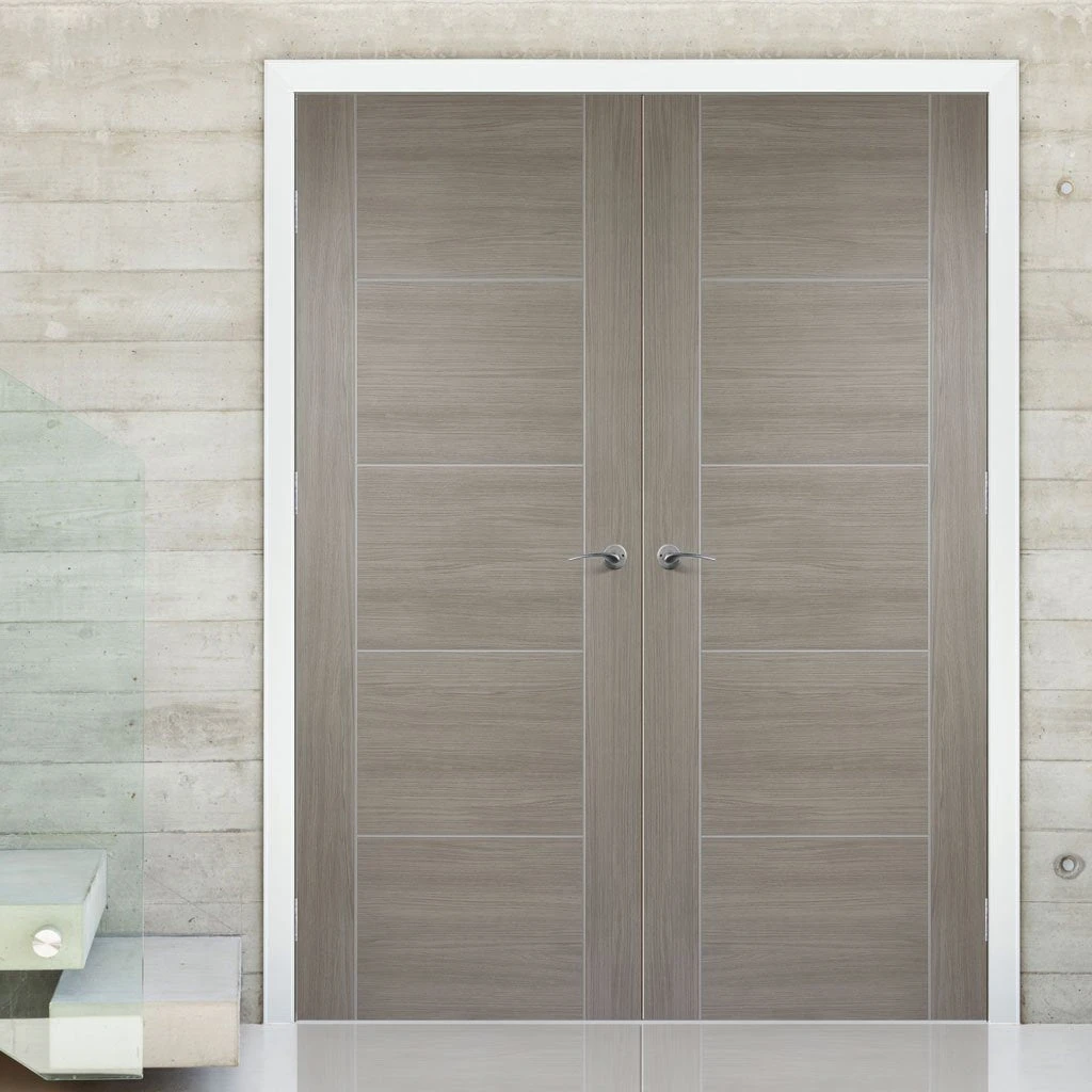 Laminate Vancouver Light Grey Internal Door Pair - Prefinished 1 Laminate Vancouver Light Grey Internal Door Pair - Prefinished