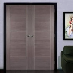 Laminate Vancouver Medium Grey Internal Door Pair - Prefinished