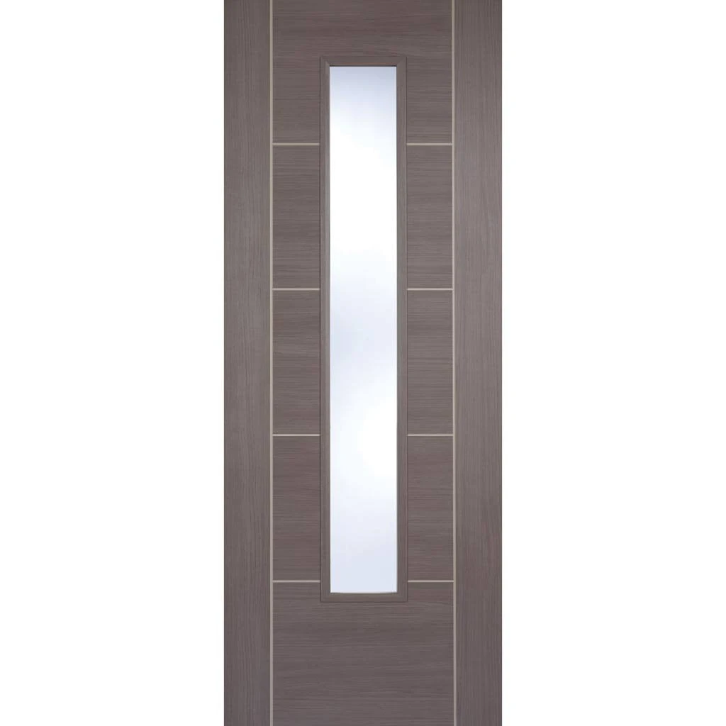 Laminate Vancouver Medium Grey Internal Door - Clear Glass - Prefinished 2 Laminate Vancouver Medium Grey Internal Door - Clear Glass - Prefinished - Image 2