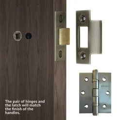 Internal Door And Frame Kit - Vancouver Walnut 5 Panel Flush Internal Door - Prefinished -LPD Door latch and handle directdoors door set walnut2