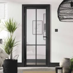 Liberty 4 Pane Black Primed Internal Door - Clear Glass