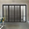 ThruEasi Room Divider - Liberty 4 Pane Black Primed Clear Glass Unfinished Double Doors With Double Sides