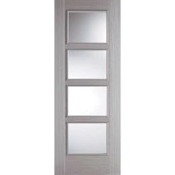 Single Sliding Door & Wall Track - Vancouver Light Grey Door - Clear Glass - Prefinished -LPD Door light grey vancouver 4l main7