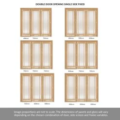 ThruEasi Room Divider - Lincoln 3 Pane Oak Frosted Glass Unfinished Double Doors With Single Side -LPD Door lincoln door 3 room divider directdoors