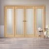 ThruEasi Room Divider - Lincoln 3 Pane Oak Frosted Glass Unfinished Double Doors With Double Sides