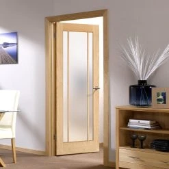 Lincoln Glazed Oak Internal Door - Frosted Glass
