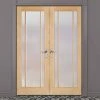 Lincoln Glazed Oak Internal Door Pair - Frosted Glass