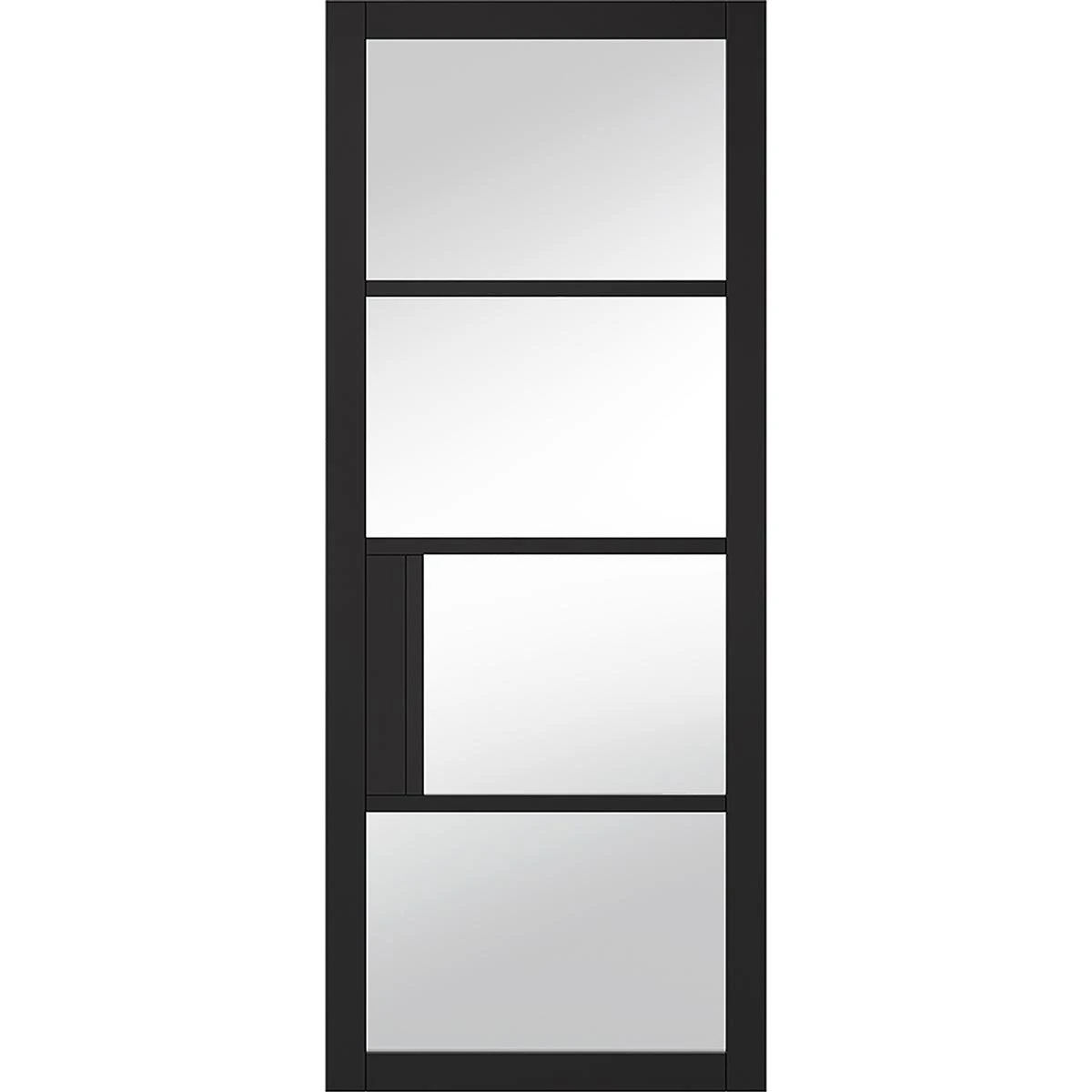 ThruEasi Room Divider - Chelsea 4 Pane Black Primed Clear Glass Unfinished Double Doors With Single Side 2 ThruEasi Room Divider - Chelsea 4 Pane Black Primed Clear Glass Unfinished Double Doors With Single Side - Image 2