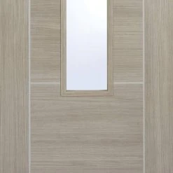 Laminate Vancouver Light Grey Internal Door Pair - Clear Glass - Prefinished -LPD Door lpd door laminate vancouver 1l glazed lt grey bot1