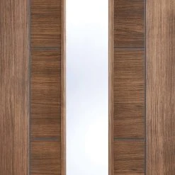Laminate Vancouver Walnut Internal Door Pair - Clear Glass - Prefinished -LPD Door lpd door laminate vancouver 1l glazed walnut mid1