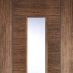 Laminate Vancouver Walnut Internal Door Pair - Clear Glass - Prefinished -LPD Door lpd door laminate vancouver 1l glazed walnut top1