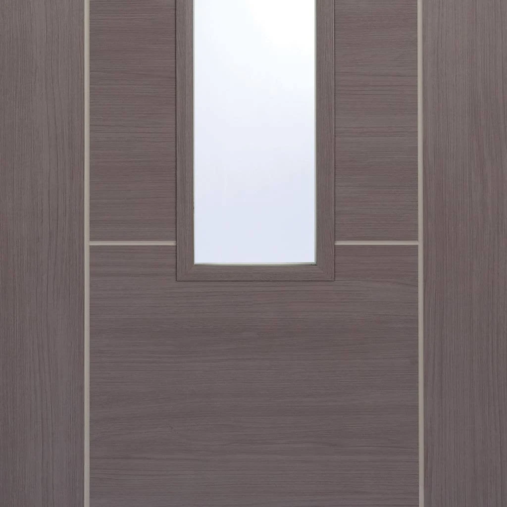 Laminate Vancouver Medium Grey Internal Door Pair - Clear Glass - Prefinished 5 Laminate Vancouver Medium Grey Internal Door Pair - Clear Glass - Prefinished - Image 5