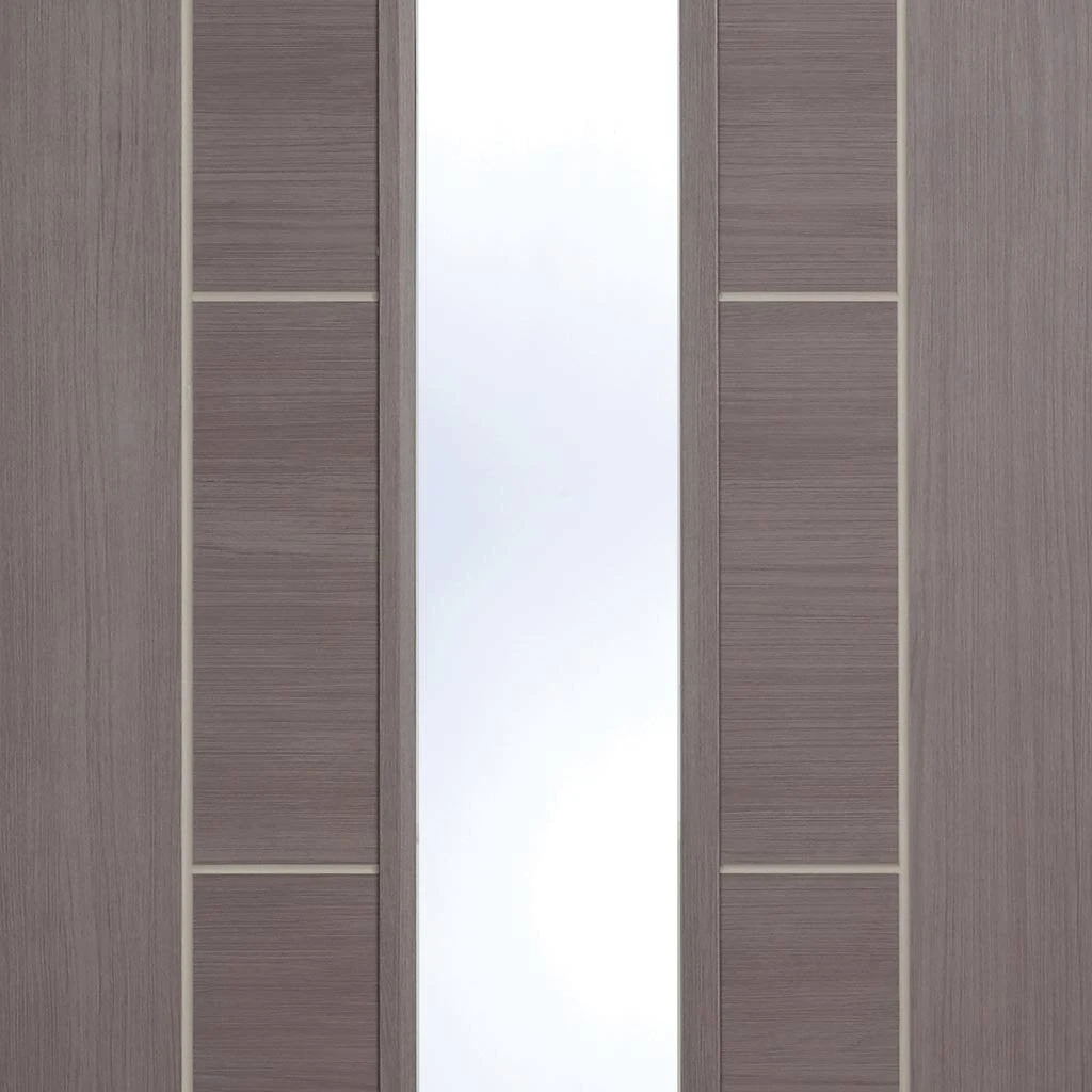 Laminate Vancouver Medium Grey Internal Door Pair - Clear Glass - Prefinished 4 Laminate Vancouver Medium Grey Internal Door Pair - Clear Glass - Prefinished - Image 4