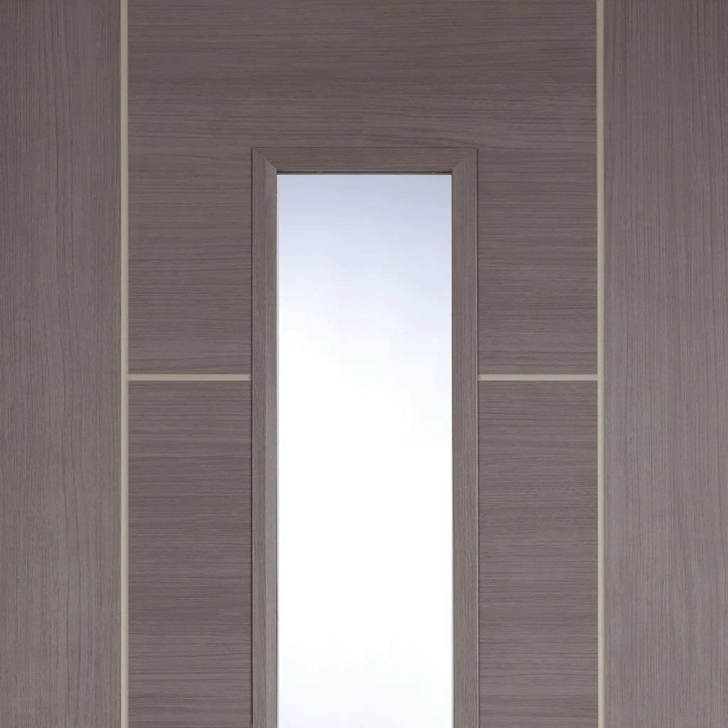 Laminate Vancouver Medium Grey Internal Door Pair - Clear Glass - Prefinished 3 Laminate Vancouver Medium Grey Internal Door Pair - Clear Glass - Prefinished - Image 3