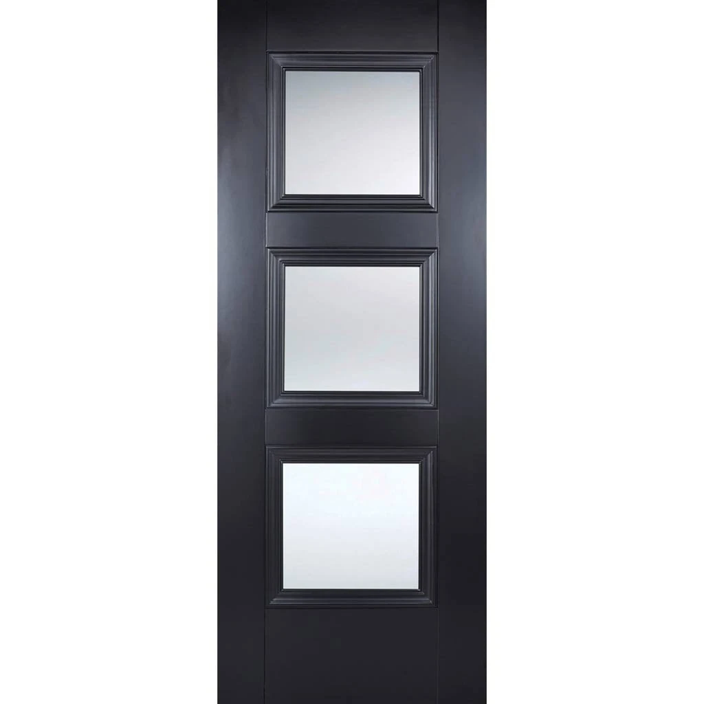 Amsterdam 3 Pane Black Primed Internal Door - Clear Glass 2 Amsterdam 3 Pane Black Primed Internal Door - Clear Glass - Image 2