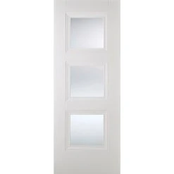 Amsterdam 3 Panel Single Evokit Pocket Door - Clear Glass - White Primed -LPD Door lpd door lpd door amsterdam 3l white 72dpi rgb bot full picture2 b9a09121 887d 49b3 a0cc 021711393a7f