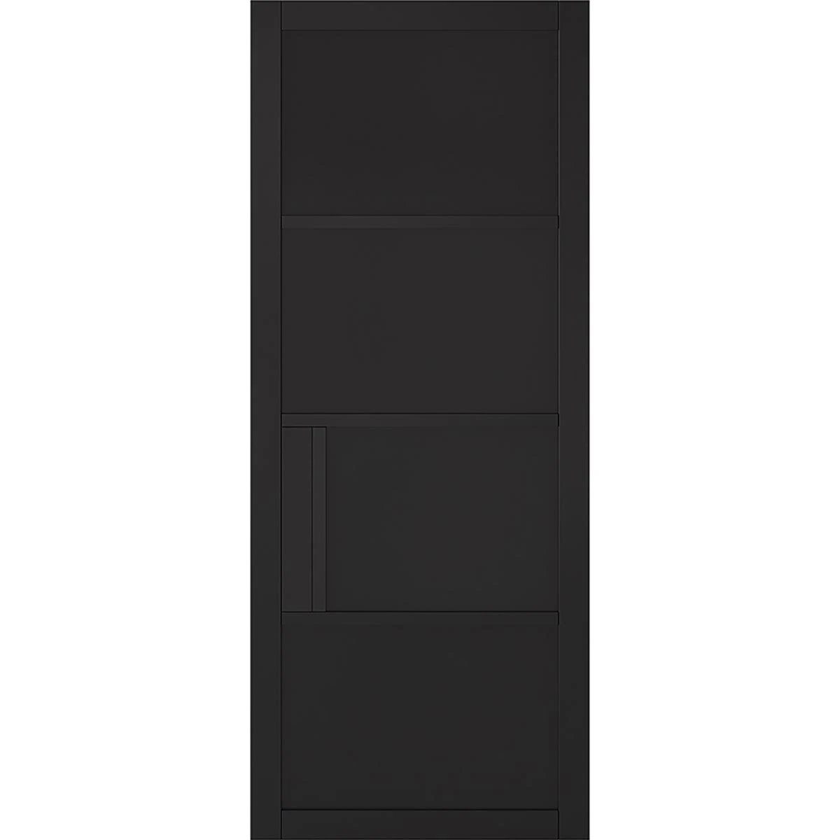 Saturn Tubular Stainless Steel Sliding Track & Chelsea 4 Panel Black Primed Double Door 3 Saturn Tubular Stainless Steel Sliding Track & Chelsea 4 Panel Black Primed Double Door - Image 3