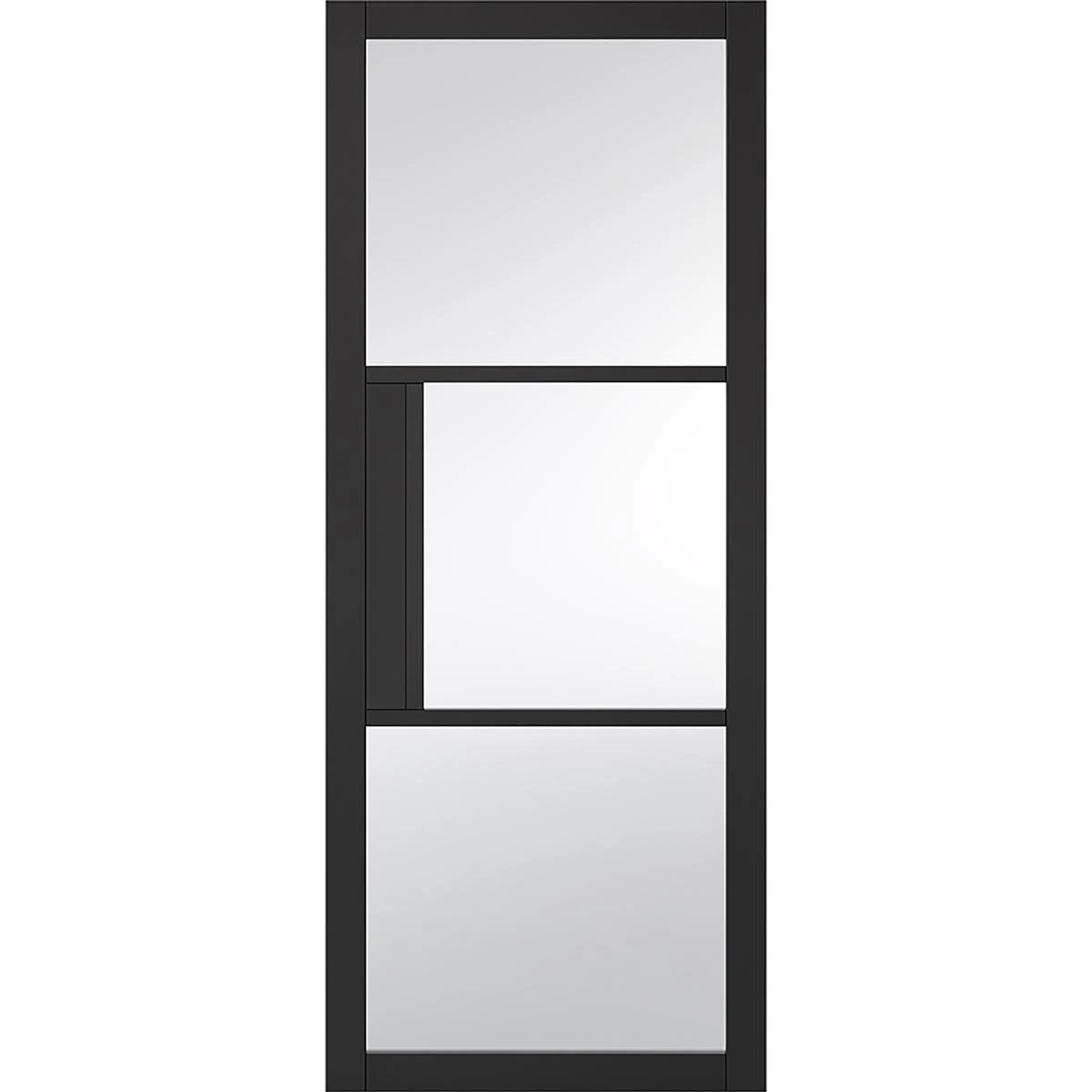 ThruEasi Room Divider - Tribeca 3 Pane Black Primed Clear Glass Unfinished Door With Single Side 2 ThruEasi Room Divider - Tribeca 3 Pane Black Primed Clear Glass Unfinished Door With Single Side - Image 2