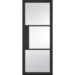 Double Sliding Door & Wall Track - Tribeca 3 Pane Black Primed Door - Clear Glass -LPD Door lpd doors contemporary design 01 Tribeca Primed Plus Black Clear Glazed D01 0004 d79e63ae d08b 47a1 90b9 ab1dd4cc6668