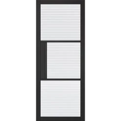 Tribeca 3 Pane Black Primed Internal Door - Clear Reeded Glass -LPD Door lpd doors contemporary design 01 Tribeca Primed Plus Black Reeded Glazed D01 0005