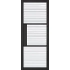 ThruEasi Room Divider - Tribeca 3 Pane Black Primed Clear Reeded Glass Unfinished Door With Single Side -LPD Door lpd doors contemporary design 01 Tribeca Primed Plus Black Reeded glass
