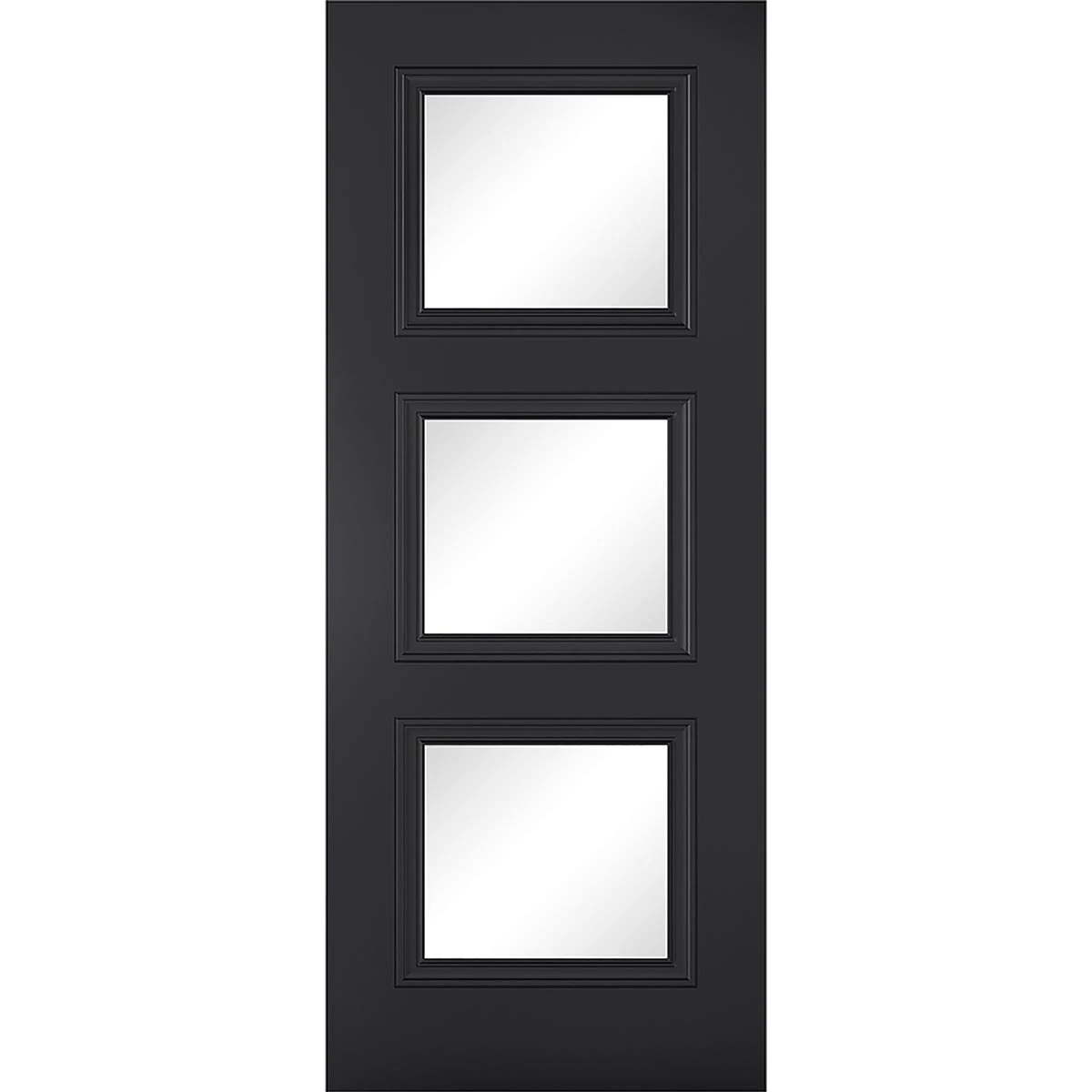 Pass-Easi Four Sliding Doors And Frame Kit - Antwerp 3 Pane Black Primed Door - Clear Glass 2 Pass-Easi Four Sliding Doors And Frame Kit - Antwerp 3 Pane Black Primed Door - Clear Glass - Image 2