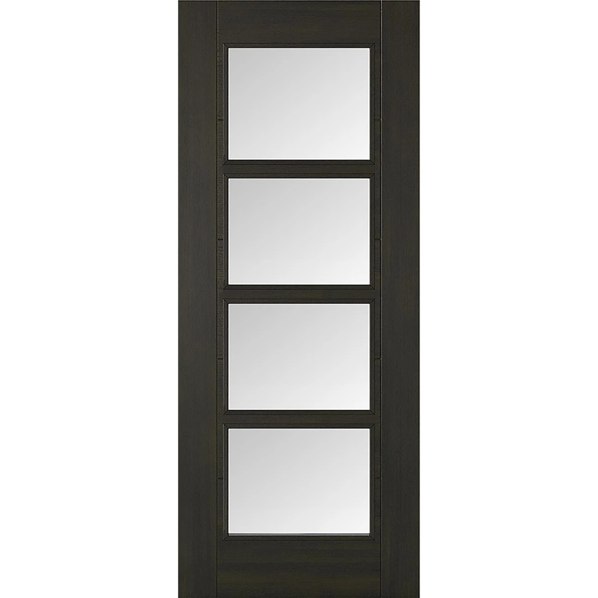 Pass-Easi Four Sliding Doors And Frame Kit - Vancouver Smoked Oak Internal Doors - Clear Glass - Prefinished - Image 2