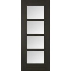Saturn Tubular Stainless Steel Sliding Track & Vancouver Smoked Oak Internal Double Doors - Clear Glass - Prefinished -LPD Door lpd doors contemporary design 03 VANCOUVER PRE FINISHED SMOKED OAK GLAZED d7c380e4 59e4 417f a2de 6936a9e616a8
