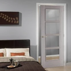 Light Grey Vancouver Internal Door - Clear Glass - Prefinished