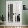 W4 Manhattan Room Divider Internal Door & Frame Kit - Bevelled Clear Glass - White Primed - 2031x1246mm Wide