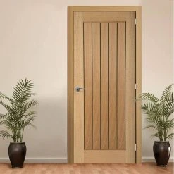 Internal Door And Frame Kit - Mexicano Oak Internal Door - Vertical Lining