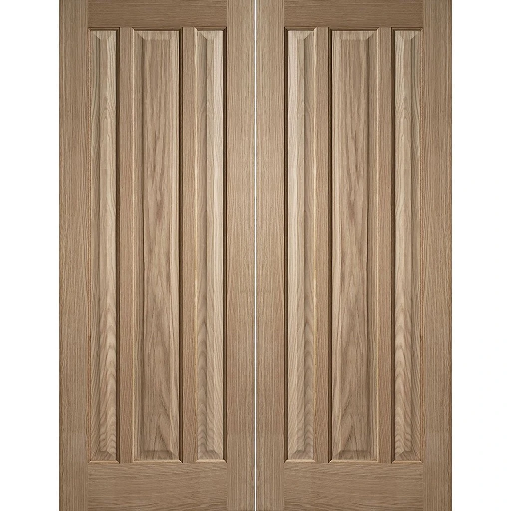 Kilburn 3 Panel Oak Internal Door Pair 2 Kilburn 3 Panel Oak Internal Door Pair - Image 2