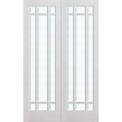 Manhattan Internal Door Pair - Bevelled Clear Glass - White Primed -LPD Door manhatan french doors white glazed lpd