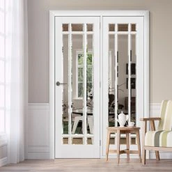 ThruEasi Room Divider - Manhattan Bevelled Clear Glass White Primed Door With Single Side