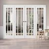 ThruEasi Room Divider - Manhattan Bevelled Clear Glass White Primed Double Doors With Double Sides