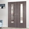 Laminate Vancouver Medium Grey Internal Door Pair - Clear Glass - Prefinished