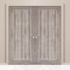 Laminate Mexicano Light Grey Internal Door Pair - Prefinished