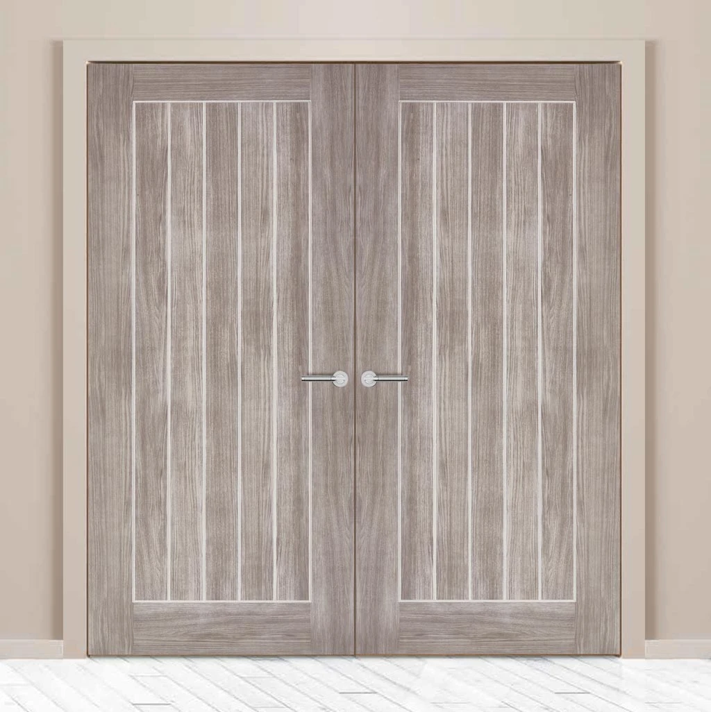 Laminate Mexicano Light Grey Internal Door Pair - Prefinished 1 Laminate Mexicano Light Grey Internal Door Pair - Prefinished