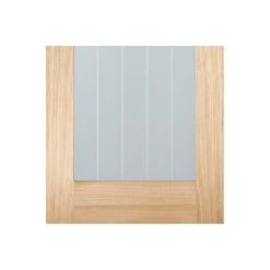 Mexicano Oak Internal Door Pair - Clear Glass - Frosted Lines -LPD Door mexicano oak glazed doors